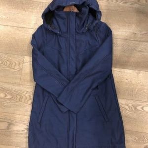 Mia Melon fleece-lined women's raincoat (size small, indigo blue)